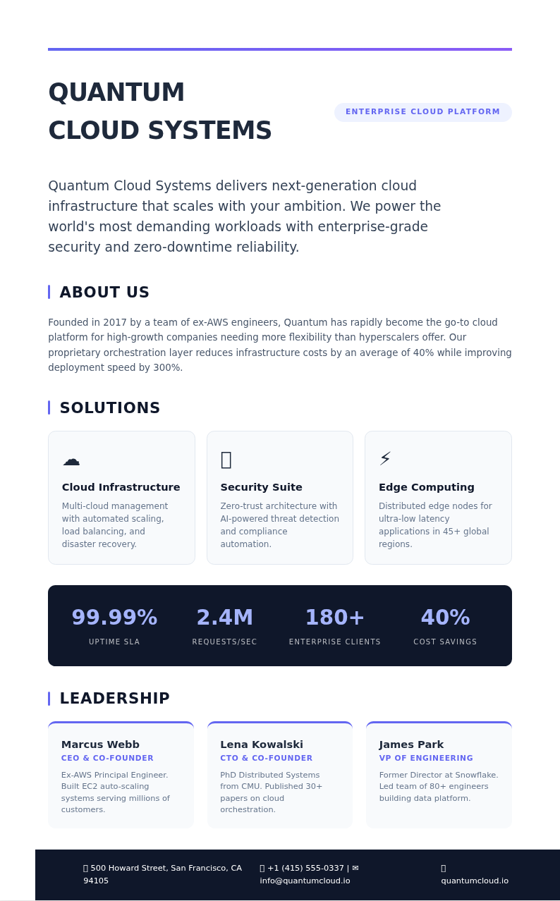 Bold contemporary company profile